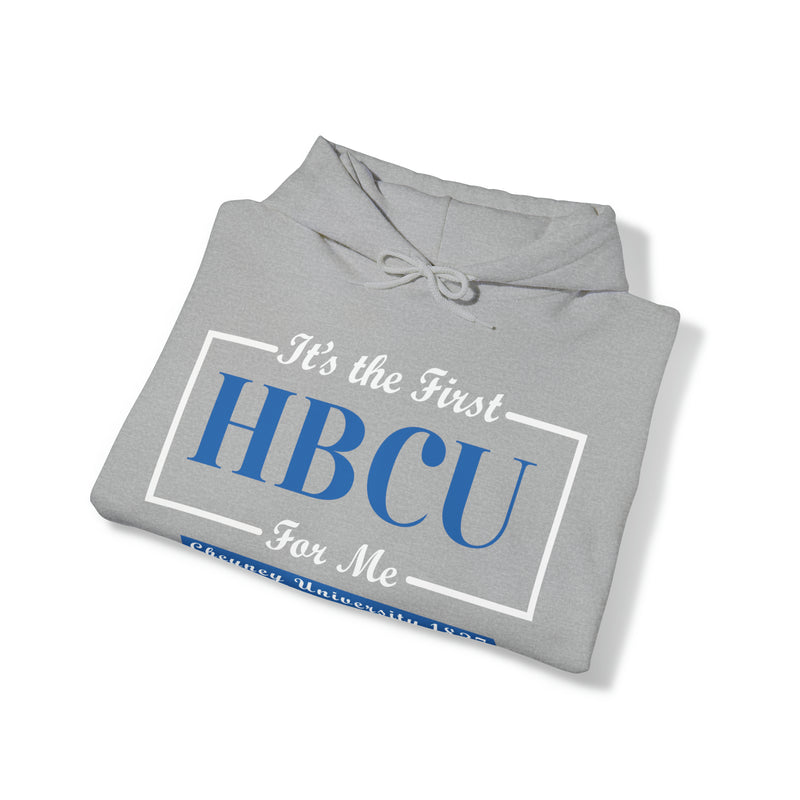 It's The First HBCU for Me. Blue Unisex Heavy Blend™ Hooded Sweatshirt