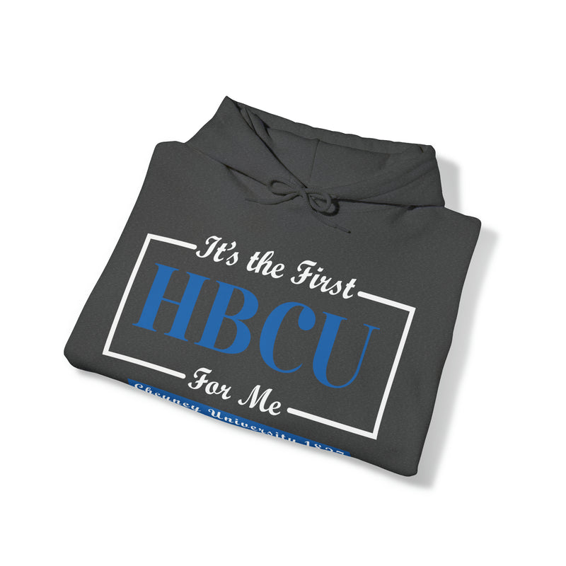 It's The First HBCU for Me. Blue Unisex Heavy Blend™ Hooded Sweatshirt