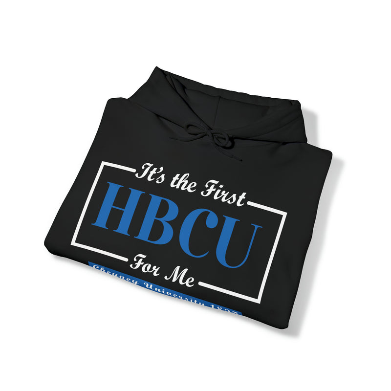 It's The First HBCU for Me. Blue Unisex Heavy Blend™ Hooded Sweatshirt