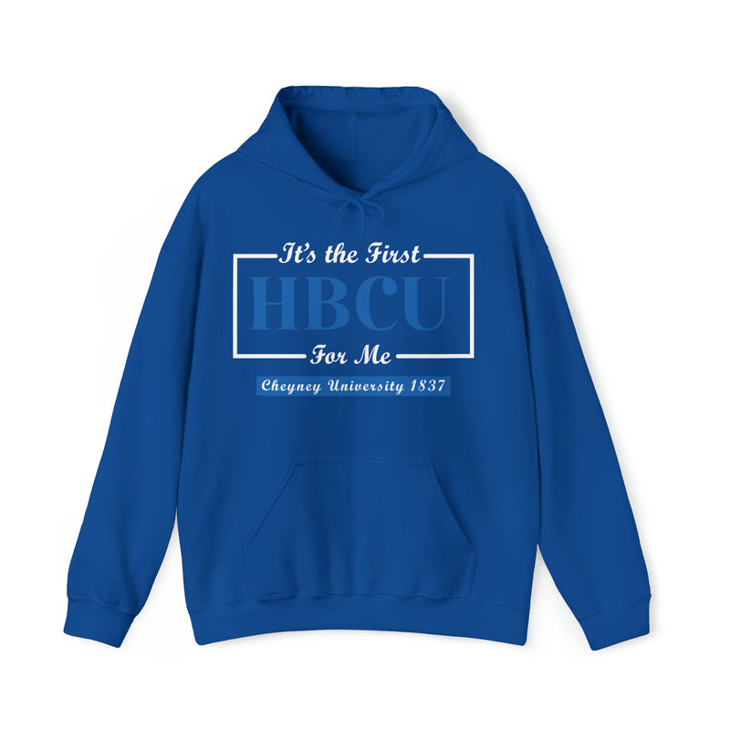 It's The First HBCU for Me. Blue Unisex Heavy Blend™ Hooded Sweatshirt