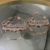 Personalized Name Zircon Hoop Earrings