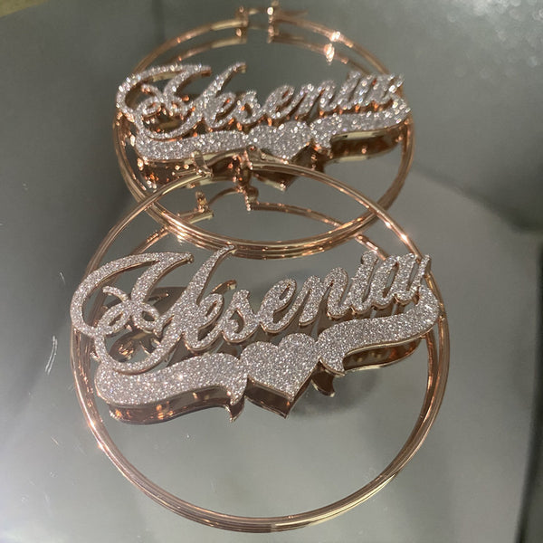 Personalized Name Zircon Hoop Earrings