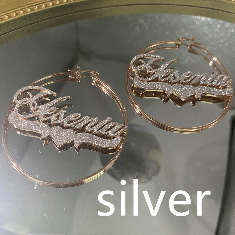 Personalized Name Zircon Hoop Earrings